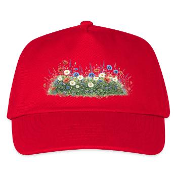 Bunte Wildblumenwiese mit Margeriten - Kinder Basecap - Rot - Vorne