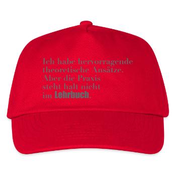 Theoretisches Wissen vs. Praxis - Kinder Basecap - Rot - Vorne