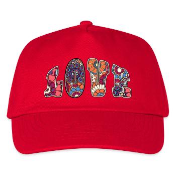 Love - colorful 70s flower power lettering - Kids’ Baseball Cap - red - Front