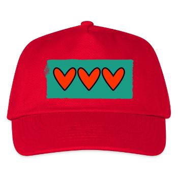 HERZ. HERZ. VALENTINSTAG. LIEBE. LIEBE. PAAR. - Kinder Basecap - Rot - Vorne