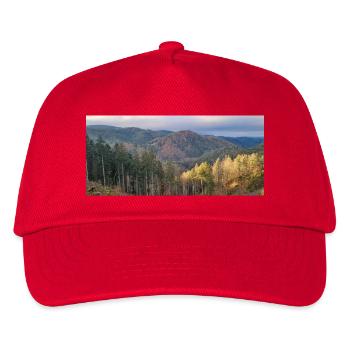 Herbstliche Waldlandschaft mit Sonnenlicht - Kinder Basecap - Rot - Vorne