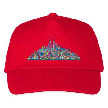 Moderne Linienkunst der Stadtsilhouette der Stadt Lausanne - Kinder Basecap - Rot - Vorne