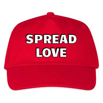 Spread Love Fett Schwarz Weiß Typografie - Kinder Basecap - Rot - Vorne