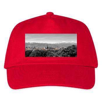 Stadtpanorama mit Bergen - Kinder Basecap - Rot - Vorne