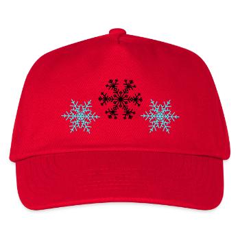Schneeflocken - Kinder Basecap - Rot - Vorne