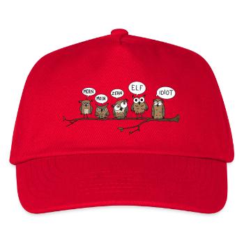 moin eulen lustig tier illustration morgen hamburg - Kinder Basecap - Rot - Vorne
