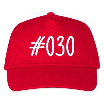 #030 - Hashtag 030 - Vorwahl - Berlin - Hauptstadt - Kinder Basecap - Rot - Vorne