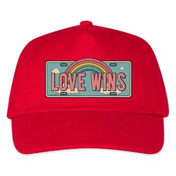 Love Wins – Regenbogen Nummernschild Design - Kinder Basecap - Rot - Vorne