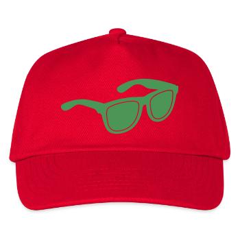 Grüne Sonnenbrille Grafik - Kinder Basecap - Rot - Vorne