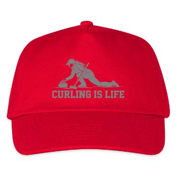 Curling  Is Life Wintersport Fan - Kinder Basecap - Rot - Vorne