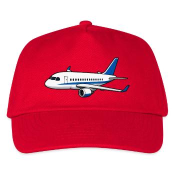 Flugzeug Cartoon Blau Weiß - Kinder Basecap - Rot - Vorne