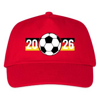 Fußball Banner 2026 - Kinder Basecap - Rot - Vorne
