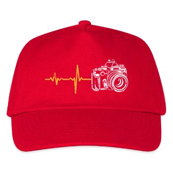 Geschenk Heartbeat Fotograf - Kinder Basecap - Rot - Vorne