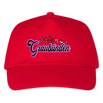 Graubünden Berglandschaft Schrift - Kinder Basecap - Rot - Vorne
