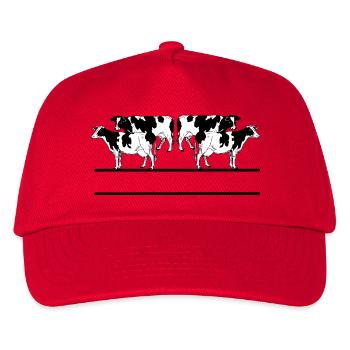 Schwarz-Weiß-Monogramm mit vier Kühen - Kinder Basecap - Rot - Vorne
