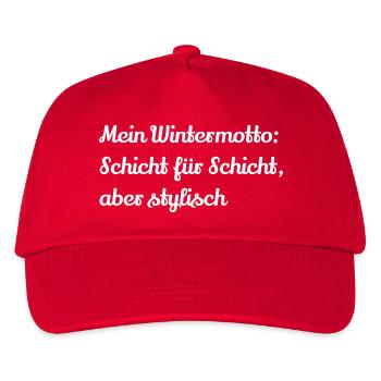Mein Wintermotto Schicht für Schicht aber stylisch - Kinder Basecap - Rot - Vorne