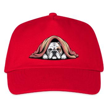Kuschelige Bulldogge unter der Decke - Kinder Basecap - Rot - Vorne