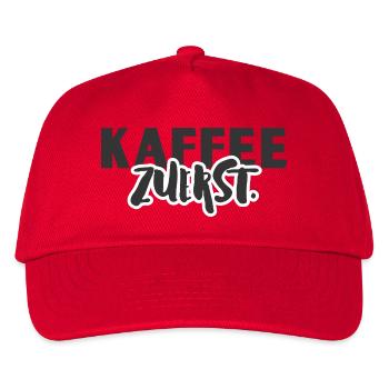 Kaffee Zuerst.  - Kinder Basecap - Rot - Vorne