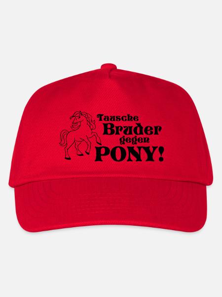 Tausche Bruder gegen Pony Spruch - Kinder Basecap - Rot