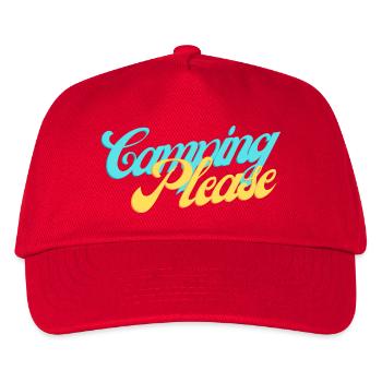 Camping Please Retro Script - Kinder Basecap - Rot - Vorne