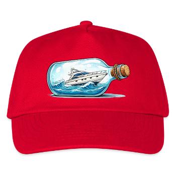 Flaschenboot auf hoher See - Kinder Basecap - Rot - Vorne