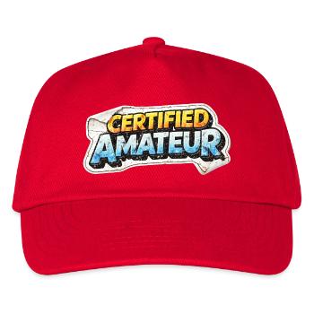 Zertifiziertes Amateuraufkleber-Tee - Kinder Basecap - Rot - Vorne