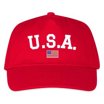 USA Flagge Design Weiss - Kinder Basecap - Rot - Vorne