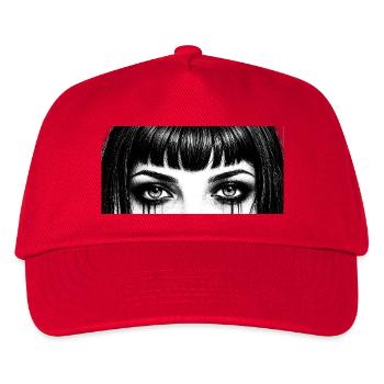 Black and White Eyes Teardrop Design - Kids’ Baseball Cap - red - Front