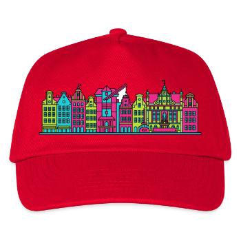 Gdaziger Stadtschirm Neptun-Brunnen-Kunst - Kinder Basecap - Rot - Vorne