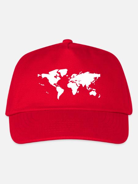 white world map - Kids’ Baseball Cap - red