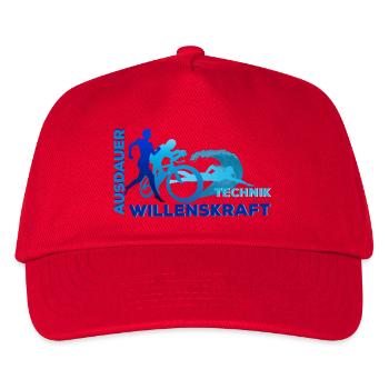 Triathlon - Ausdauer - Technik - Willenskraft - Kinder Basecap - Rot - Vorne
