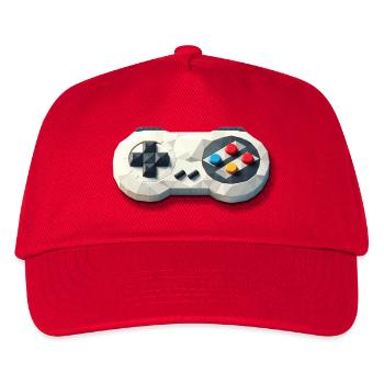 Retro Controller 16 Bit Gaming Nostalgie - Kinder Basecap - Rot - Vorne