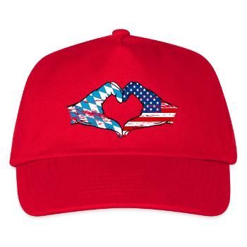 Bavaria USA Flag Hands Heart Shape Used - Kids’ Baseball Cap - red - Front