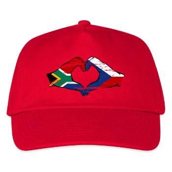 Südafrika Tschechien Flagge Hände Herzform used - Kinder Basecap - Rot - Vorne