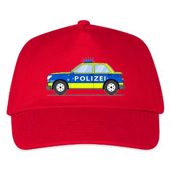 Polizeiauto in Blau und Gelb - Kinder Basecap - Rot - Vorne