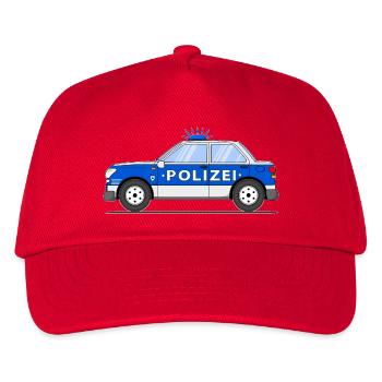 Polizeiauto in Blau und Silber - Kinder Basecap - Rot - Vorne