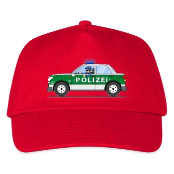 Polizeiauto mit Polizist Grün und Silber - Kinder Basecap - Rot - Vorne