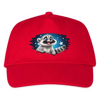 Funny raccoon under the stars - Kids’ Baseball Cap - red - Front