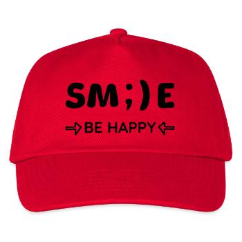 Smile - Be happy - Positives Denken - Kinder Basecap - Rot - Vorne