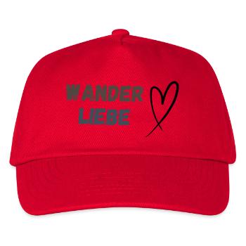 Schriftzug Wanderliebe und Herz, schlicht - Kinder Basecap - Rot - Vorne