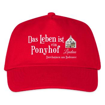 Lindau, Bodensee, Leben ist ein Ponyhof, Zeichnung - Kinder Basecap - Rot - Vorne