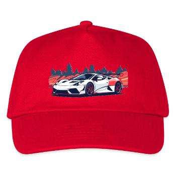 Renn-Supersportwagen mit rotem Akzent - Kinder Basecap - Rot - Vorne