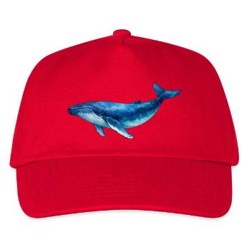 Blue Water Whale Watercolor - Kids’ Baseball Cap - red - Front
