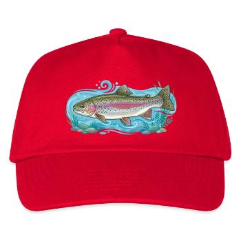 Regenbogenforelle Angeln Fischen Forelle - Kinder Basecap - Rot - Vorne