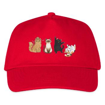 Four playful cats - Kids’ Baseball Cap - red - Front