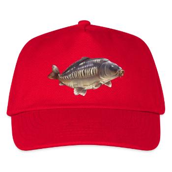Spiegelkarpfenfischen-Design Realistischer Angler - Kinder Basecap - Rot - Vorne