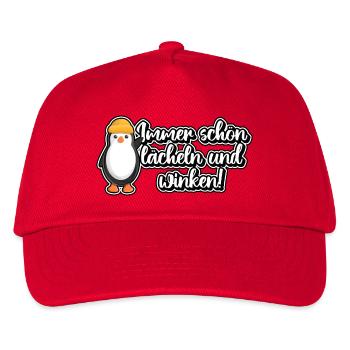 Immer schön lächeln und winken! - Kinder Basecap - Rot - Vorne