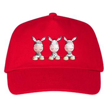 Zebra Team I Afrika Wildtier Design - Kinder Basecap - Rot - Vorne