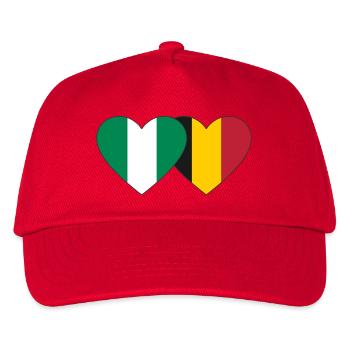 Nigeria Belgien Flagge Herz - Kinder Basecap - Rot - Vorne