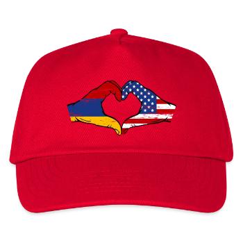 Arménie USA Drapeau Mains Coeur Forme Utilisé - Casquette de baseball Enfant - rouge - Devant